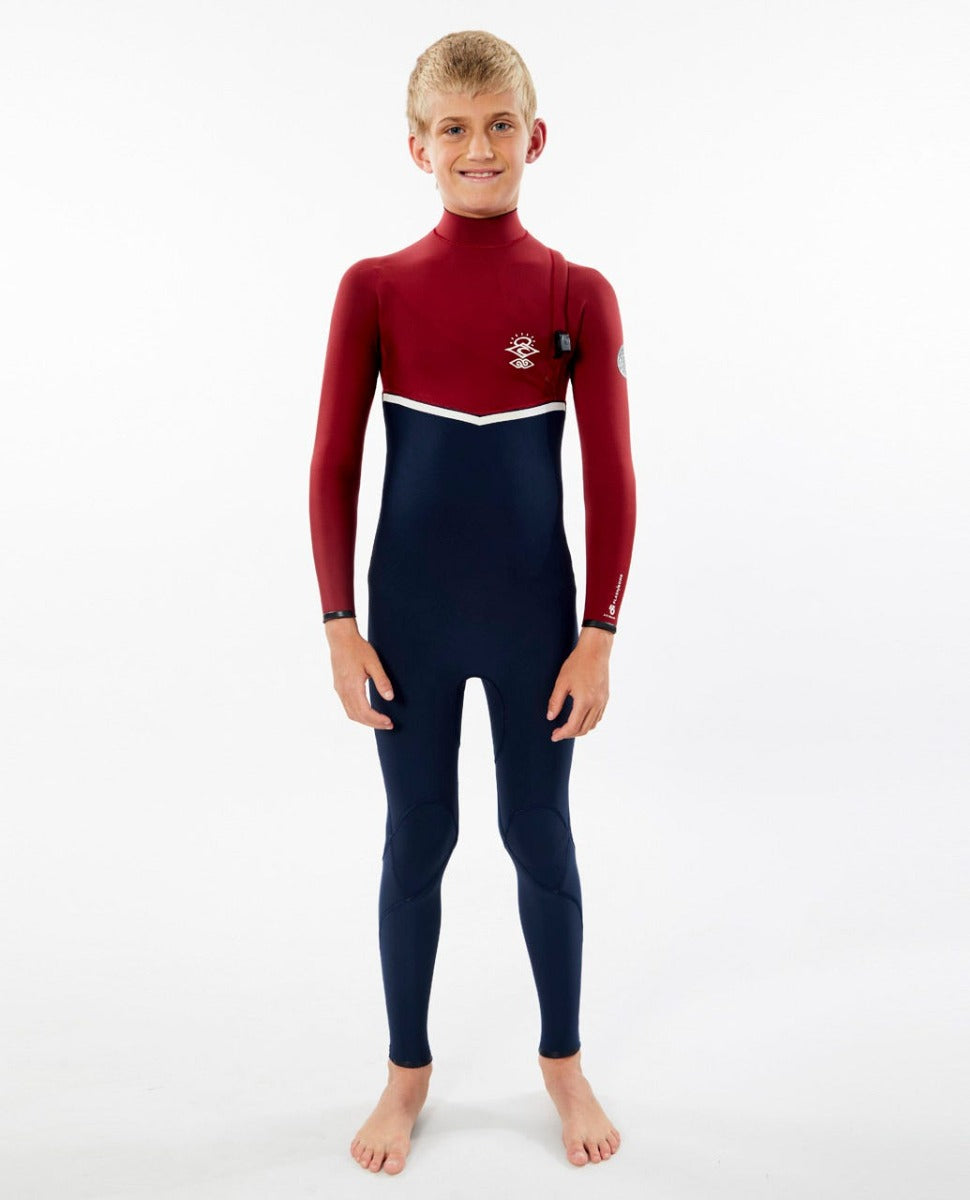 Rip Curl Flash Bomb 3/2mm Junior Wetsuit 2021 - Navy/Red - Full View