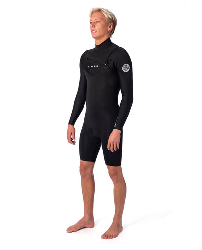 Rip Curl Dawn Patrol 2mm Long Arm Chest Zip Shorty Wetsuit - Black
