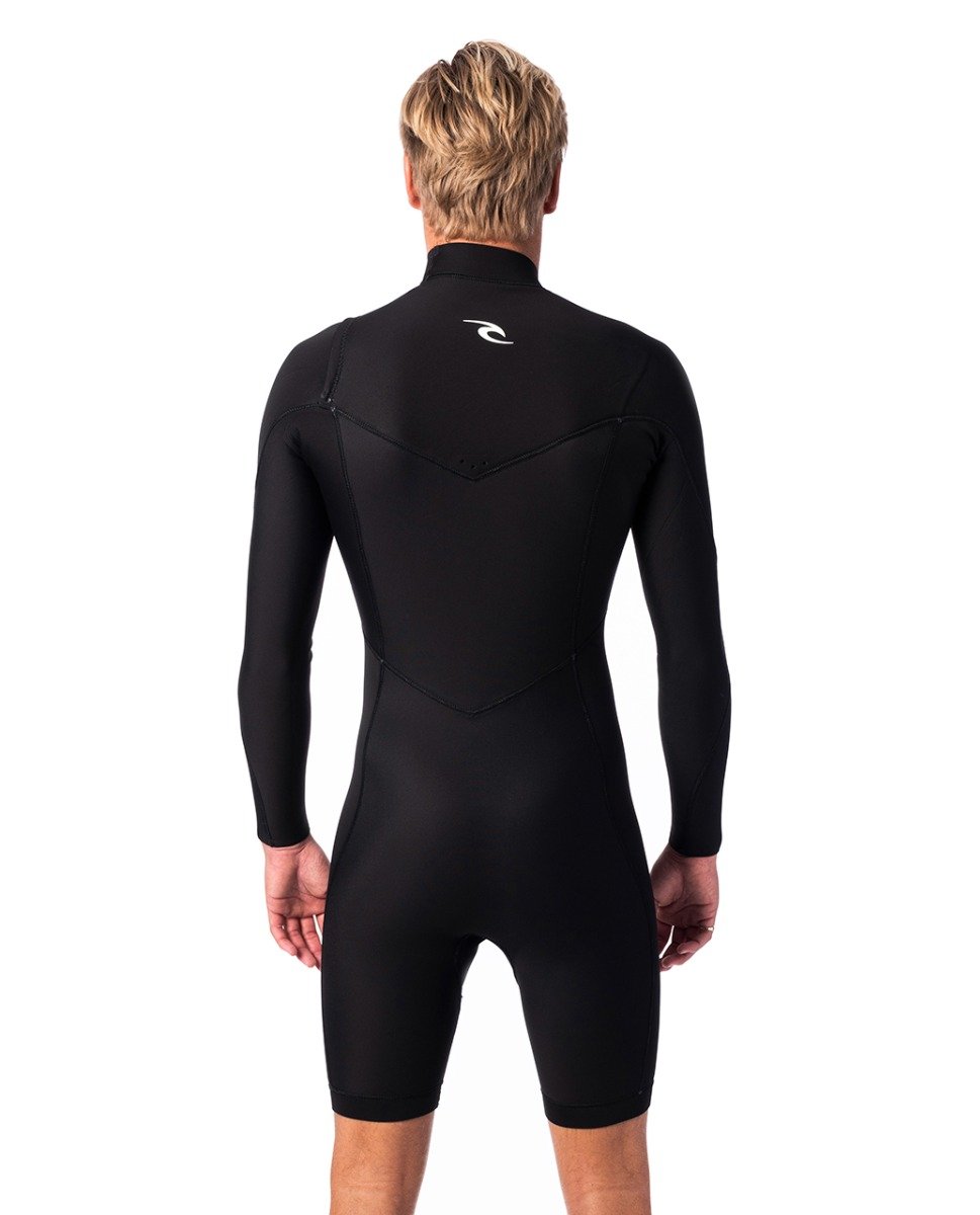 Rip Curl Dawn Patrol 2mm Long Arm Chest Zip Shorty Wetsuit - Black