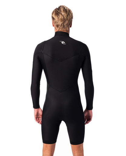 Rip Curl Dawn Patrol 2mm Long Arm Chest Zip Shorty Wetsuit - Black