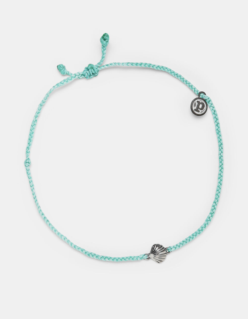 Pura Vida Bracelets Scallop Silver Charm Anklet 2021 - Blue - Full View