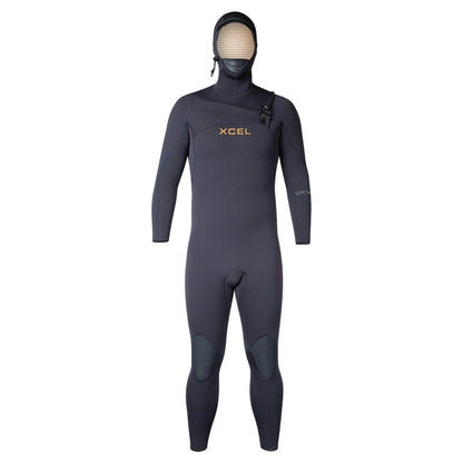 Xcel Comp + 5/4MM Mens Chest Zip Hooded Wetsuit - Black