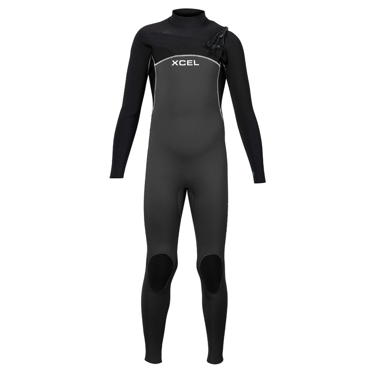 Xcel Comp 4/3mm Youth Chest Zip Wetsuit - Graphite/Black