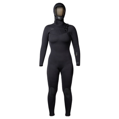 Xcel Comp + 5/4mm Womens Hooded Chest Zip Winter Wetsuit - Black