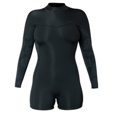 Xcel Womens 2mm Axis Long Sleeve Back Zip Boy Leg Shorty in Black Palm