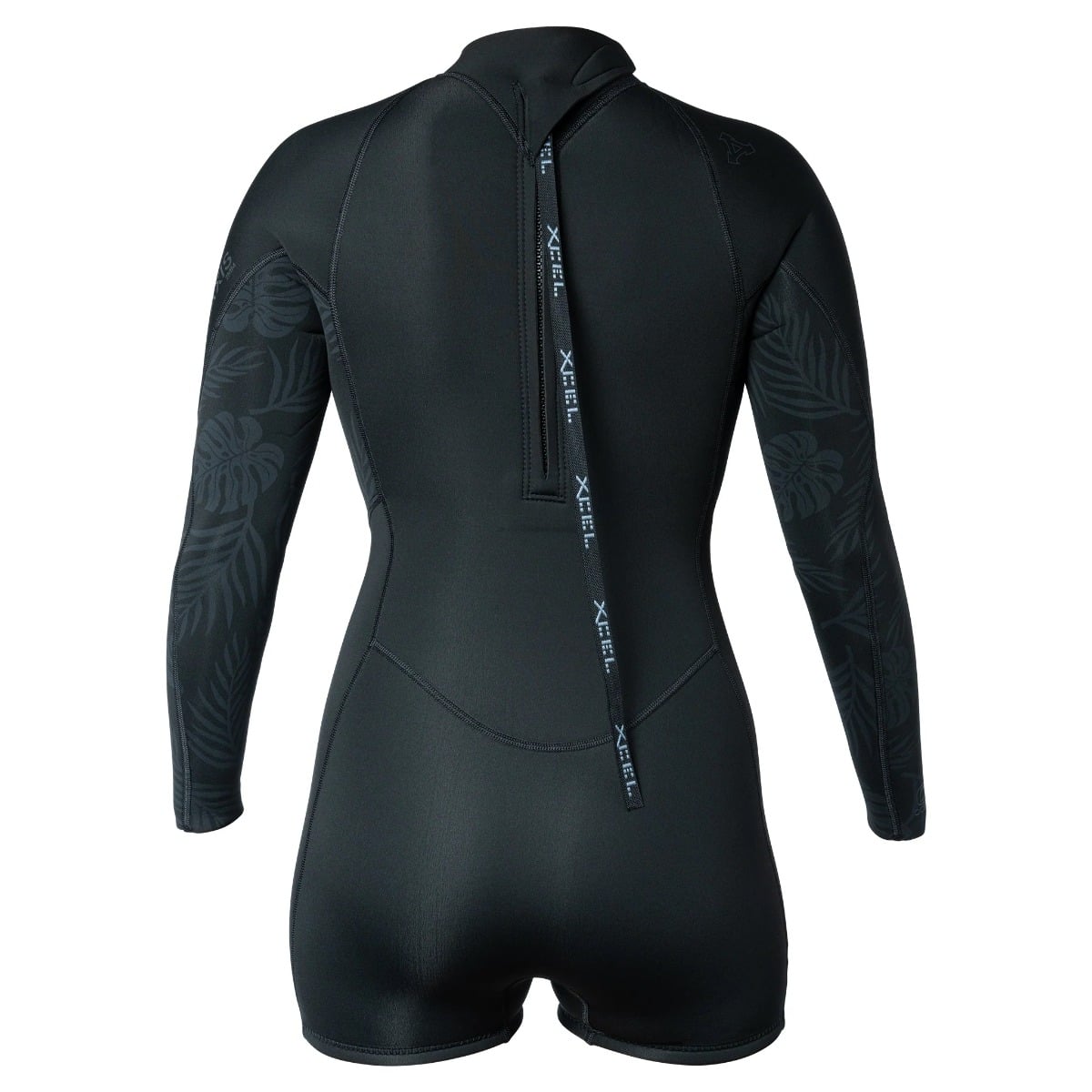 Xcel Women's 2mm Axis Long Sleeve Back Zip Boy Leg Shorty - Black Palm