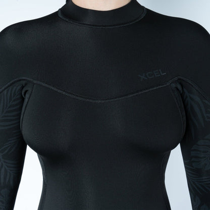 Xcel Women's 2mm Axis Long Sleeve Back Zip Boy Leg Shorty - Black Palm