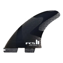 Tri surfboard fins in black and a smoke colour way on a white background