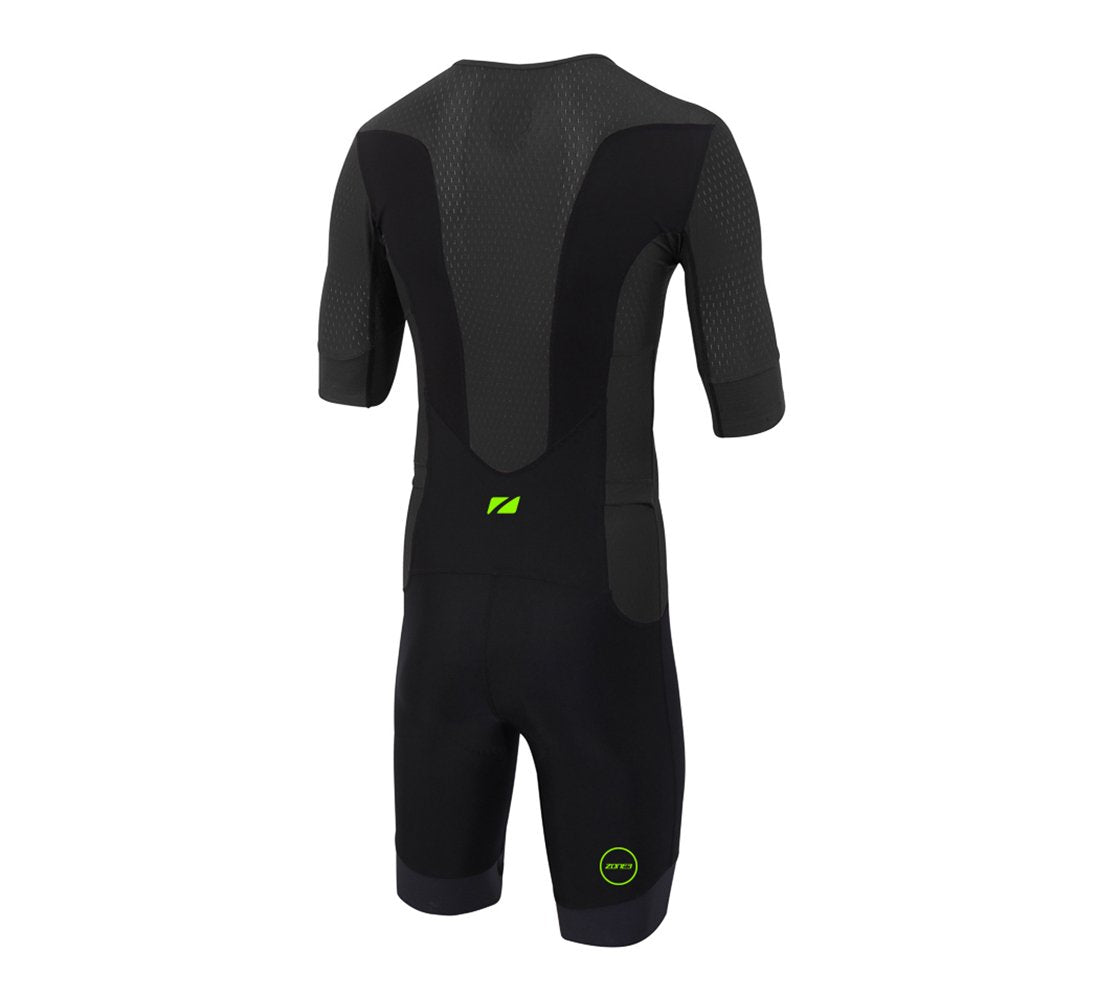ZONE3 Aquaflo Plus Short Sleeve Mens Trisuit - Black/Neon Green