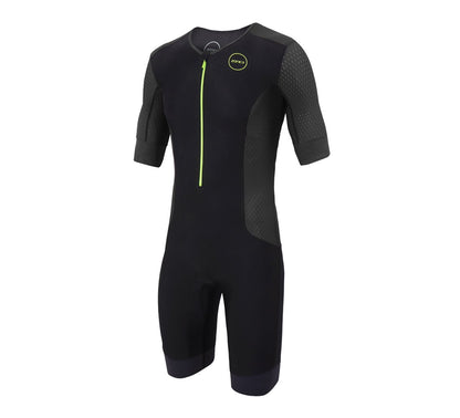 ZONE3 Aquaflo Plus Short Sleeve Mens Trisuit - Black/Neon Green
