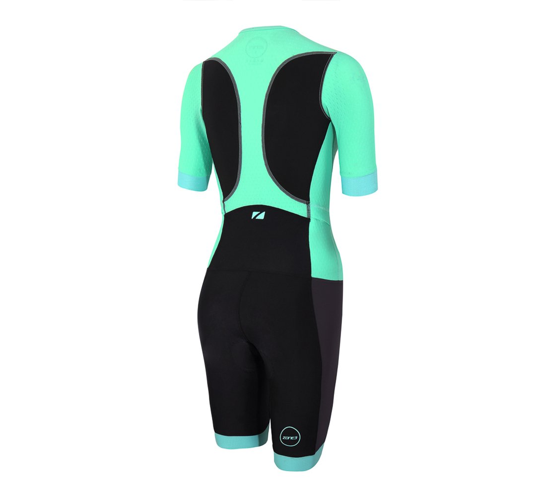 ZONE3 Aquaflo Plus Short Sleeve Womens Trisuit - Black/Mint