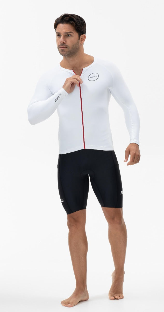 Zone 3 Lava Mens Aero 3/4 Sleeve Top 2021 - White/Red - Front